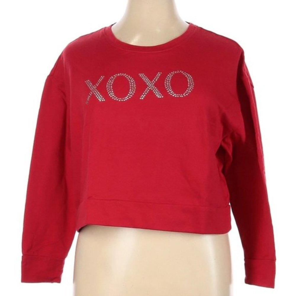 XOXO Juniors Red Crop Rhinestone Sweatshirt